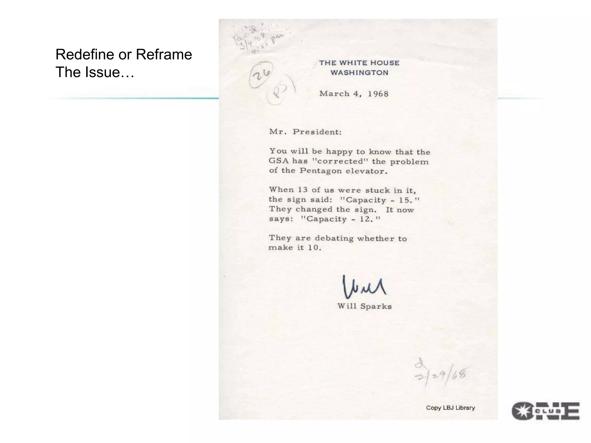 Redefine or Reframe
The Issue…
 