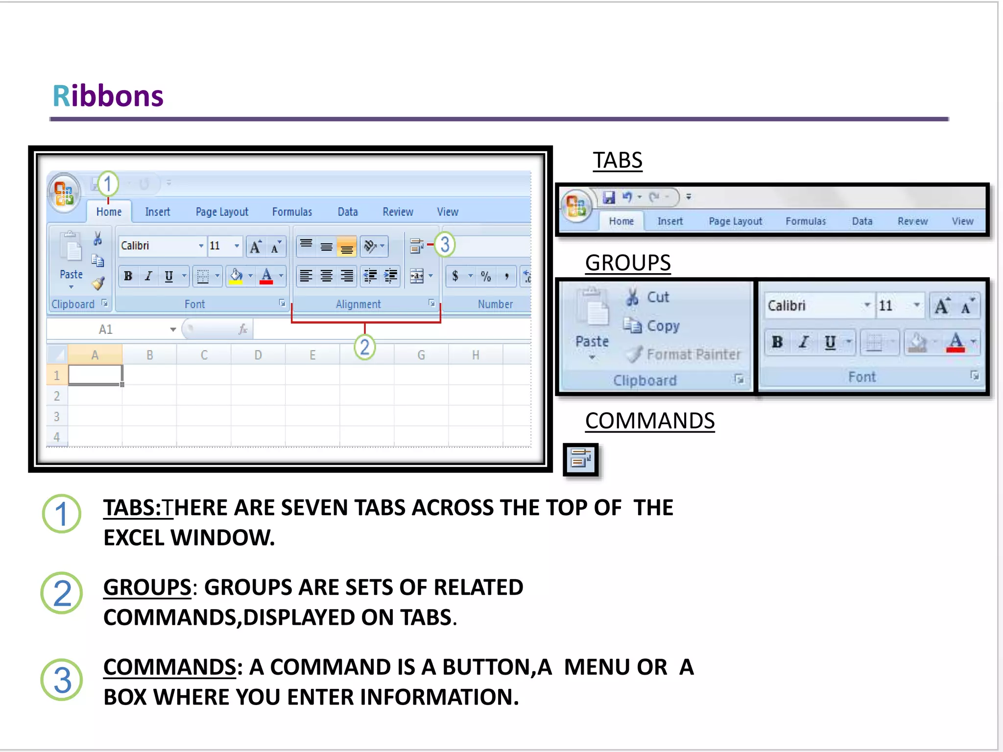 To Cut and Paste Cell Contents:
Select the cell or cells you wish to cut.
Click the Cut command in the Clipboard group on the Home tab.
Select the cell or cells where you want to paste the information.
Click the Paste command.
The cut information will be removed and now appear in the new cells.
Working with Cells
 