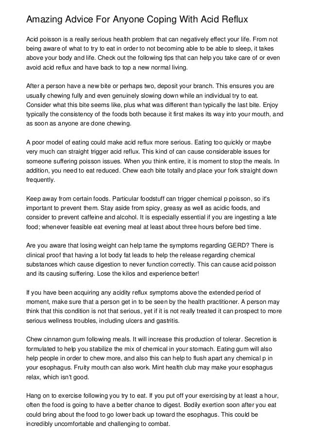 When acid reflux is serious When acid reflux is serious