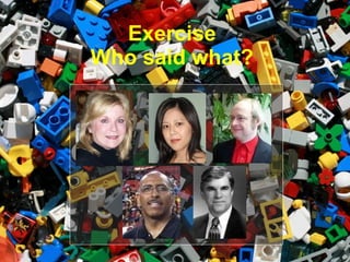 Exercise  Who said what?   