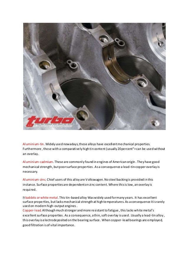 Excellent engine journal bearing elements