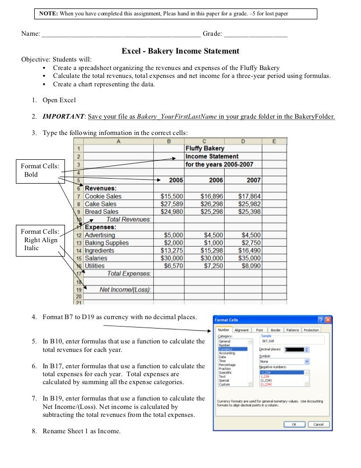 income statement example excel