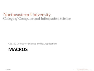 MACROS
CS1100 Computer Science and its Applications
CS1100 1
 