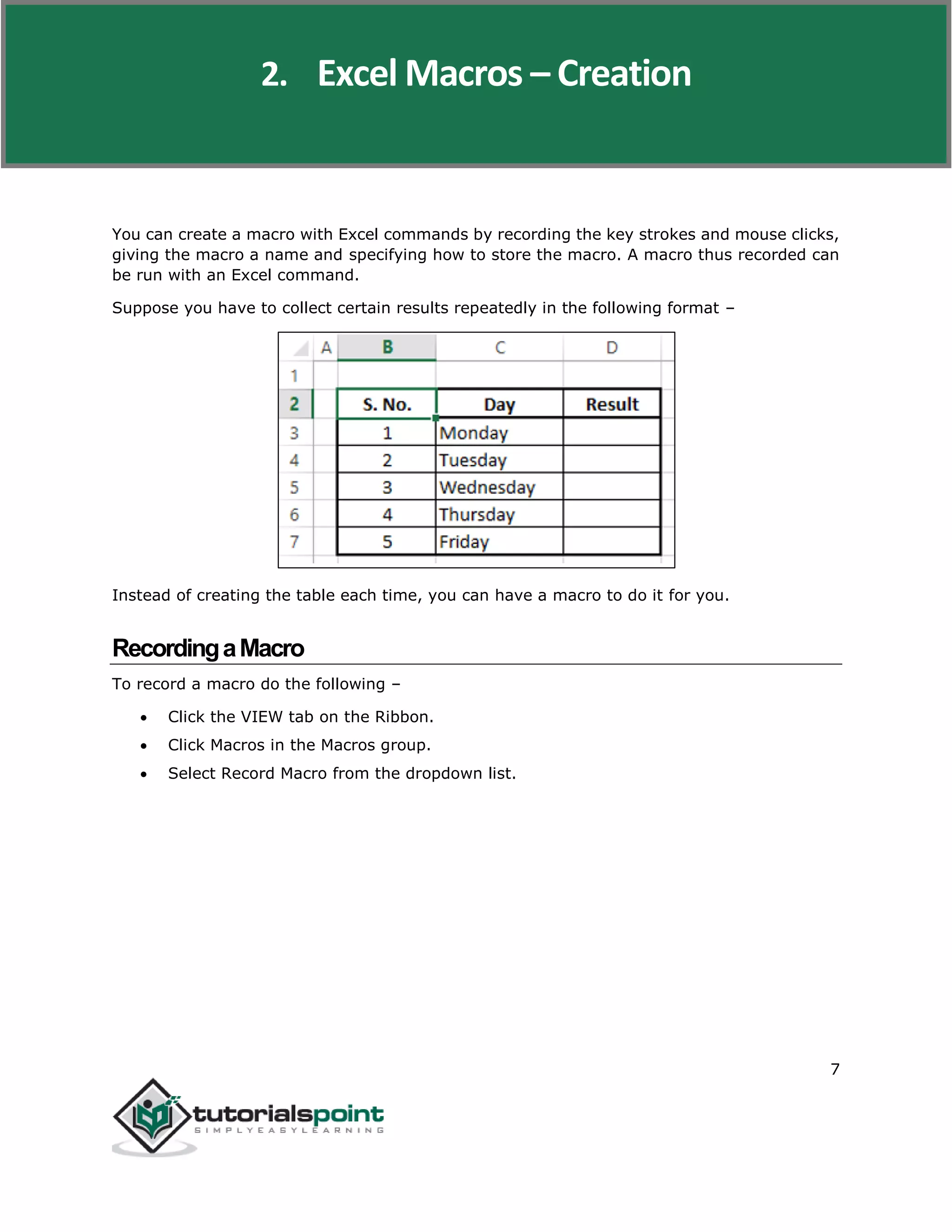 Excel macros tutorial | PDF