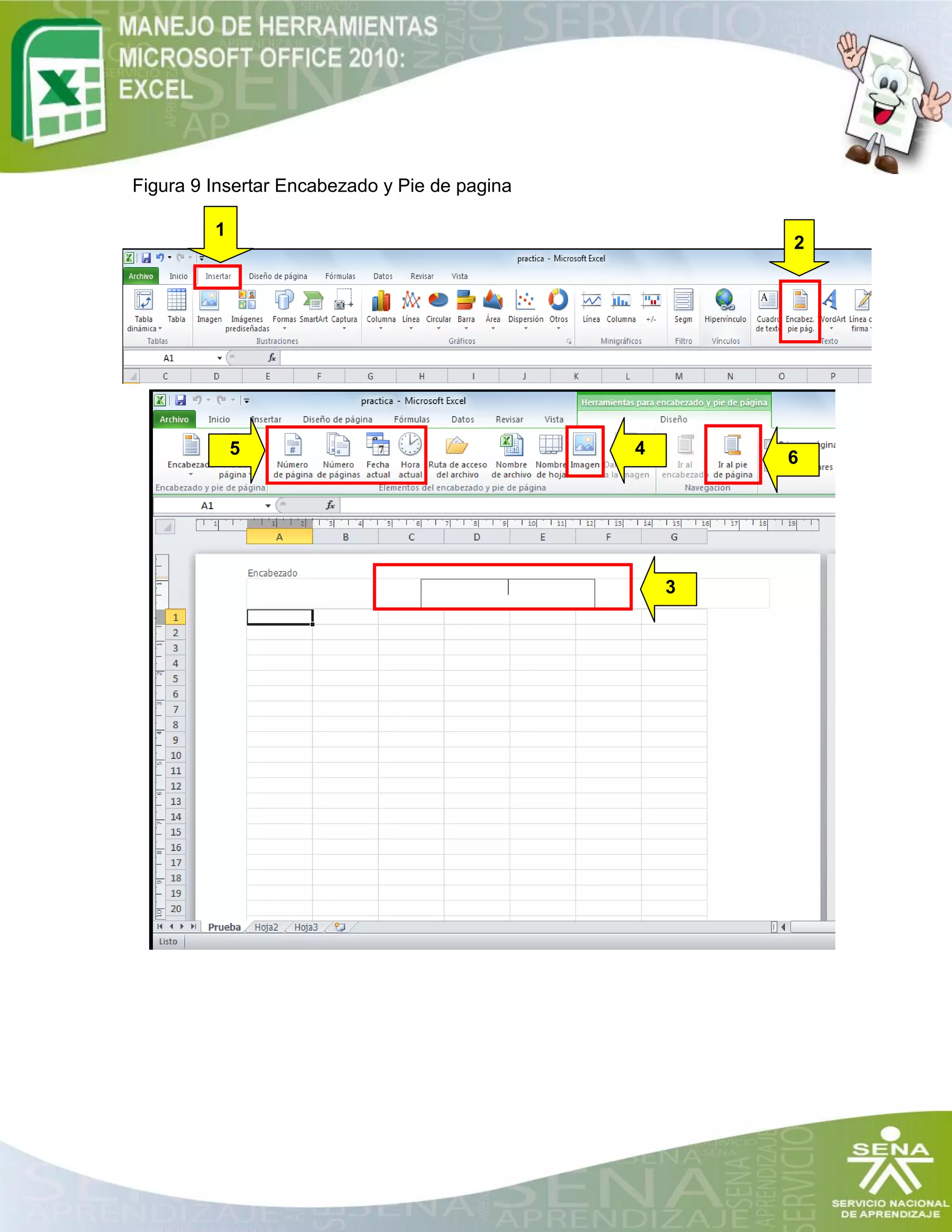 Figura 9 Insertar Encabezado y Pie de pagina
1
2
3
45 6
 