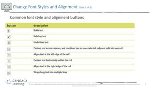 9
Change Font Styles and Alignment (Slide 3 of 3)
© 2017 Cengage Learning. All Rights Reserved. May not be copied, scanned...