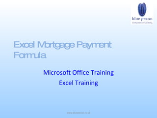 Excel Mortgage Payment Formula Microsoft Office Training Excel Training 