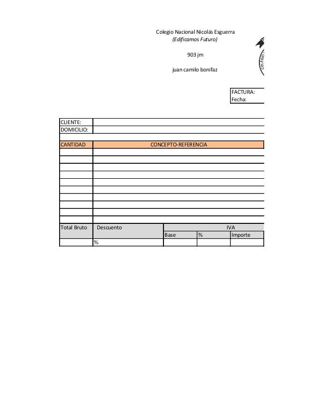formato de factura en excel