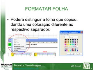 46FUNÇÕES FINANCEIRASTAXA(nper;pgto;va;vf;tipo;estimativa)Nper   é o número total de períodos de pagamento numa anuidade.Pgto   é o pagamento feito em cada período e que não pode ser alterado durante a vigência da anuidade. Normalmente, pgto inclui o capital e os juros e mais nenhuma tarifa ou taxa. Se pgto estiver omitido, tem de incluir o argumento vf.Va   é o valor actual - o valor total correspondente ao valor actual de uma série de pagamentos futuros.Vf   é o valor futuro ou o saldo, que deseja obter depois do último pagamento. Se vf for omitido, é considerado 0 (o valor futuro de um empréstimo, por exemplo, é 0).Tipo   é o número 0 ou 1 e indica as datas de vencimento dos pagamentos.