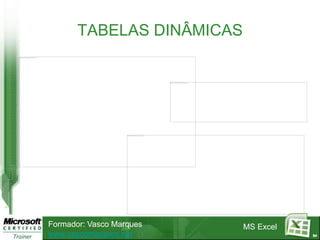 68MODIFICAR FORMATO DE LINHAS E COLUNASEsconder temporariamente linhas ou colunas:Seleccionar a linha ou colunaMenu FORMATAR - > LINHA / COLUNA -> EsconderVolte ao menu FORMATAR - > LINHA / COLUNA -> Mostrar, para reverter o processo