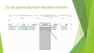 So all passwords have become invisible.
 
