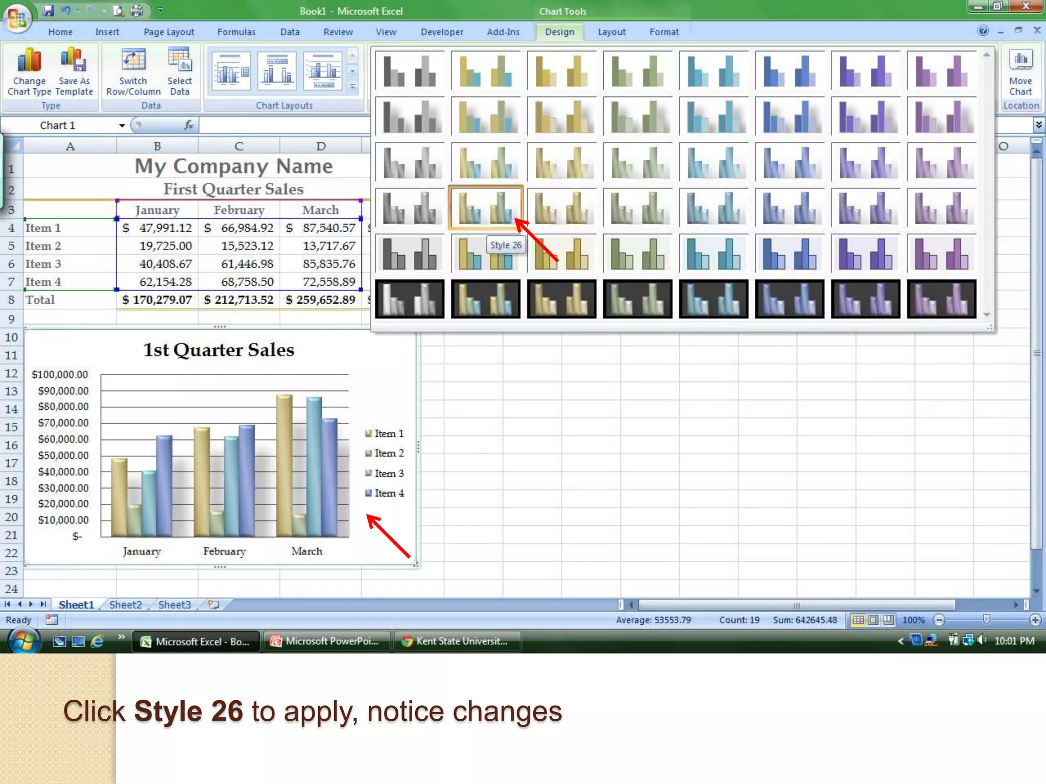 Click Style 26 to apply, notice changes
 