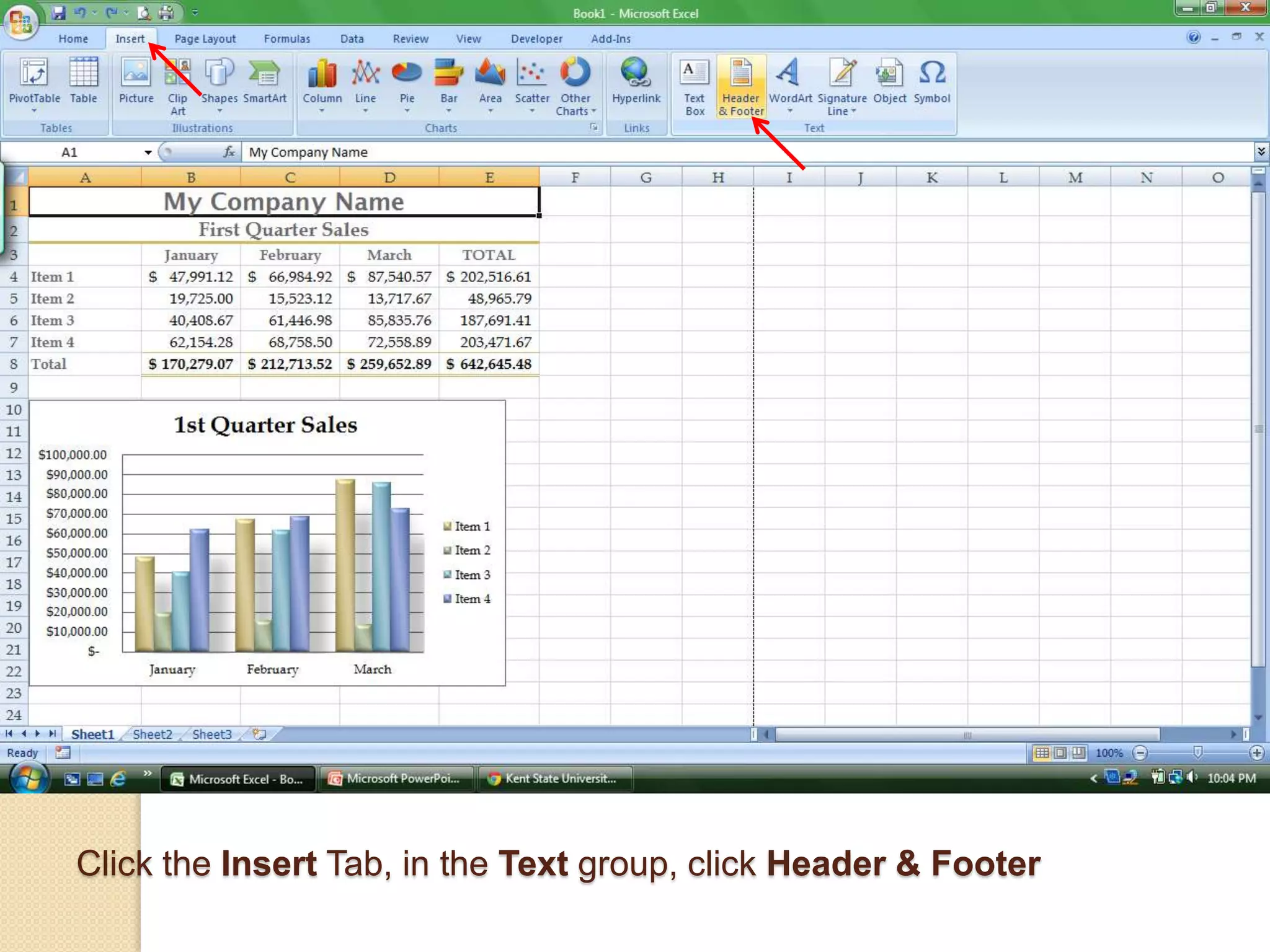 Click the Insert Tab, in the Text group, click Header & Footer
 