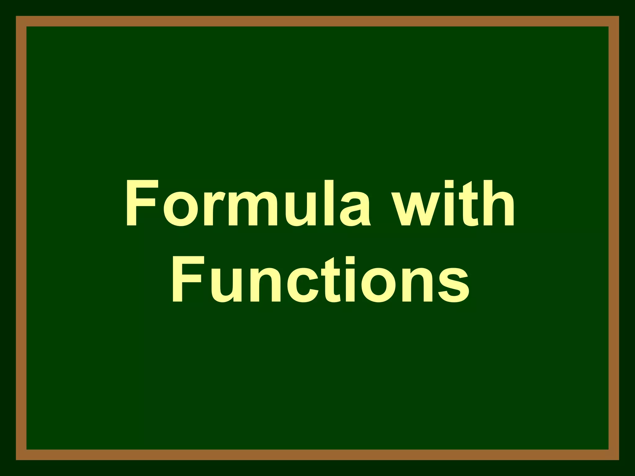 Formula with Functions 
