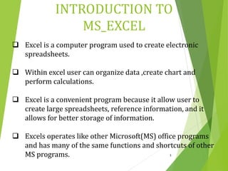 An Overview of Microsoft® Excel®