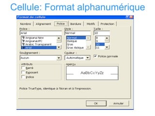 Cellule: Format alphanumérique
 