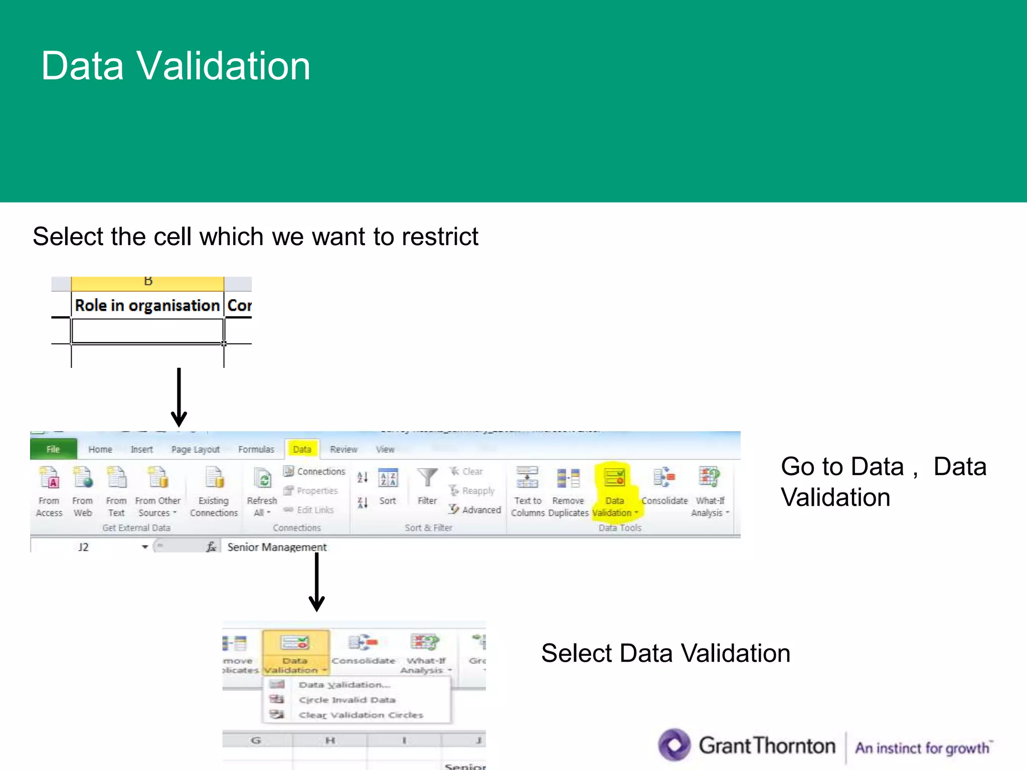 Excel presentation data validation | PPTX
