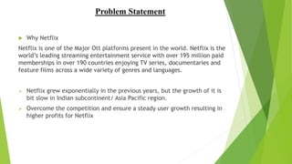 Problem Statement Netflix Excel project | PPTX