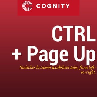 CTRL 
+ Page Up 
Switches between worksheet tabs, from left-to- 
right. 
