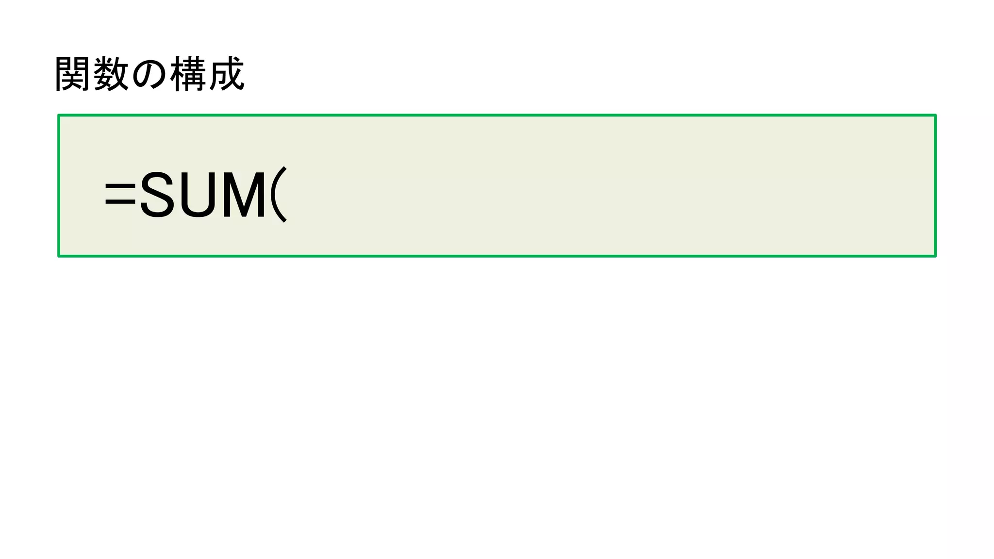 関数の構成
=SUM(
 