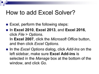 add solver in excel 2013 add solver in excel 2013