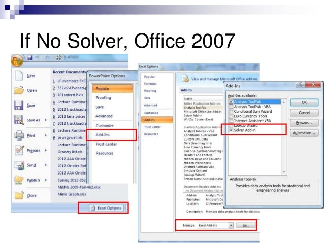 excel solver microsoft excel solver examples