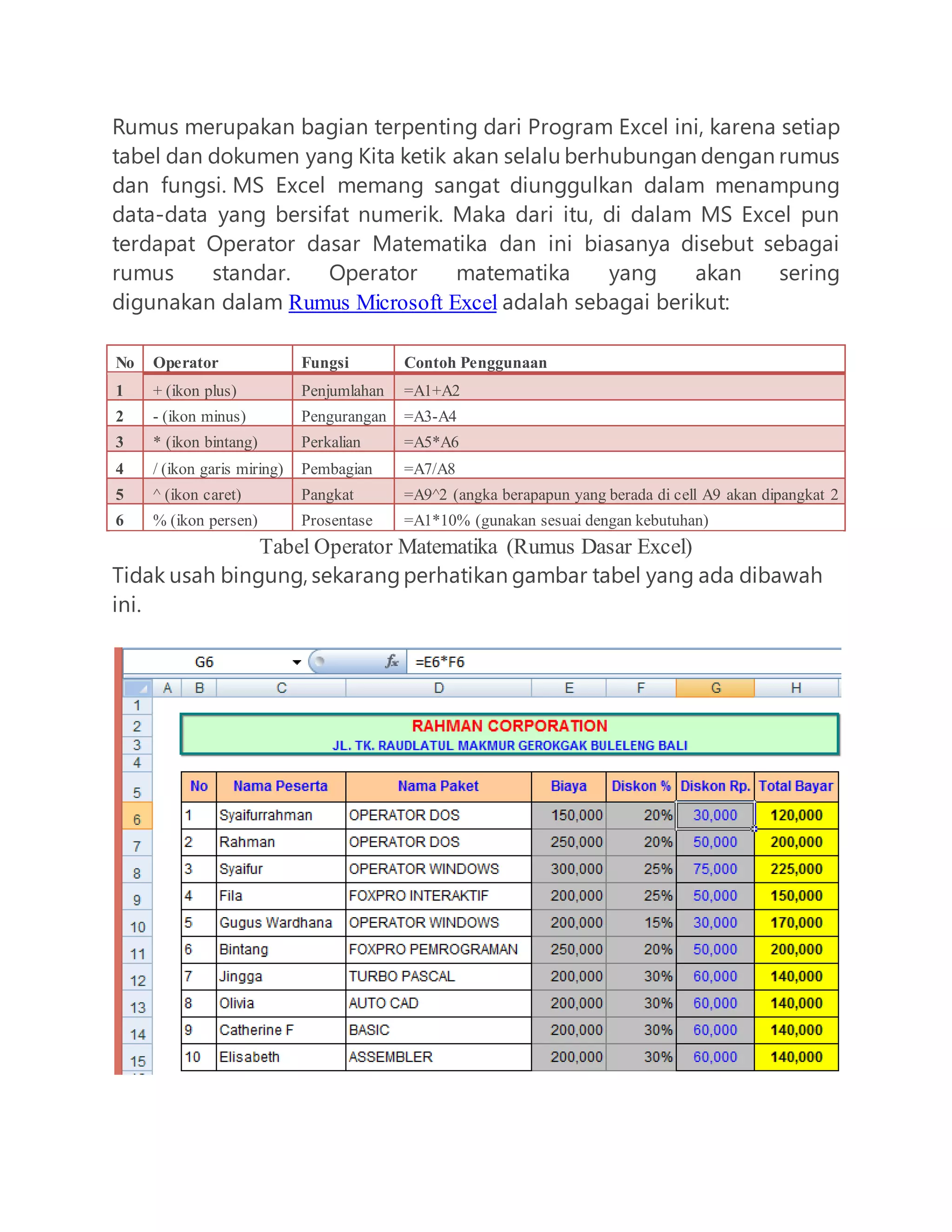 Cara Mudah Menulis Rumus Ms Excel Docx