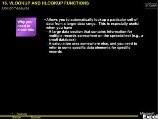 16. VLOOKUP AND   HLOOKUP FUNCTIONS ,[object Object],[object Object],[object Object],[object Object]