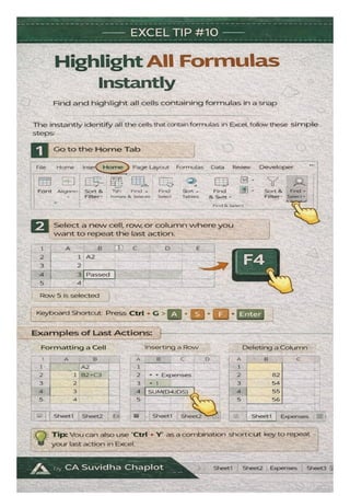 "Top 10 Excel Tips to Boost Your Productivity" PART 1 | PDF