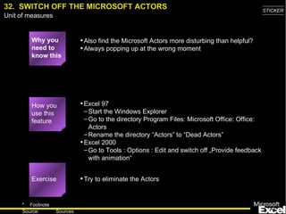 32.  SWITCH OFF THE MICROSOFT ACTORS ,[object Object],[object Object],[object Object],[object Object],[object Object],[object Object],[object Object],[object Object],[object Object],[object Object],Exercise How you use this feature 