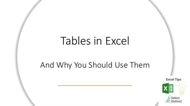Tables in Excel
And Why You Should Use Them
 