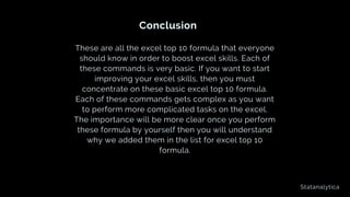 Excel Top 10 Formula For The Beginners Ppt Excel Top 10 Formula For The Beginners Ppt