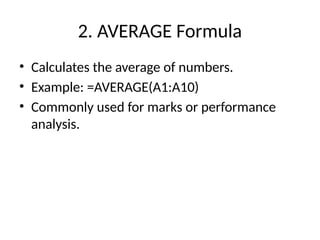 Top 10 Excel Formulae to Learn must for Students | PPTX
