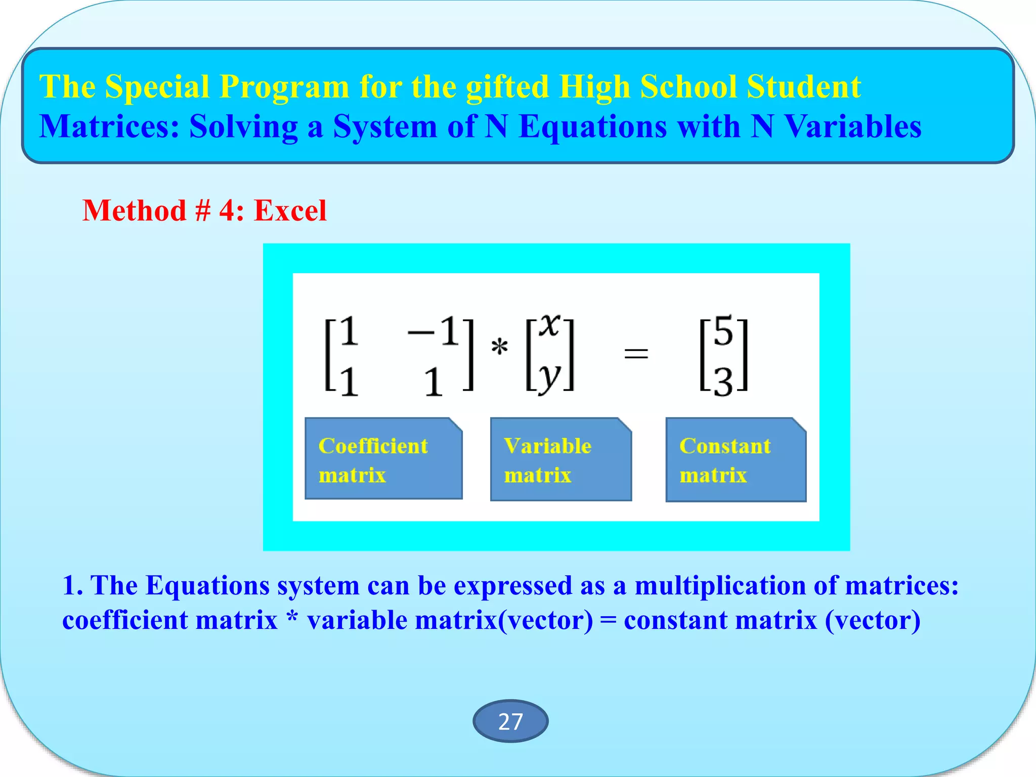 Excel to the rescue...how to use excel in high-school math | PPTX