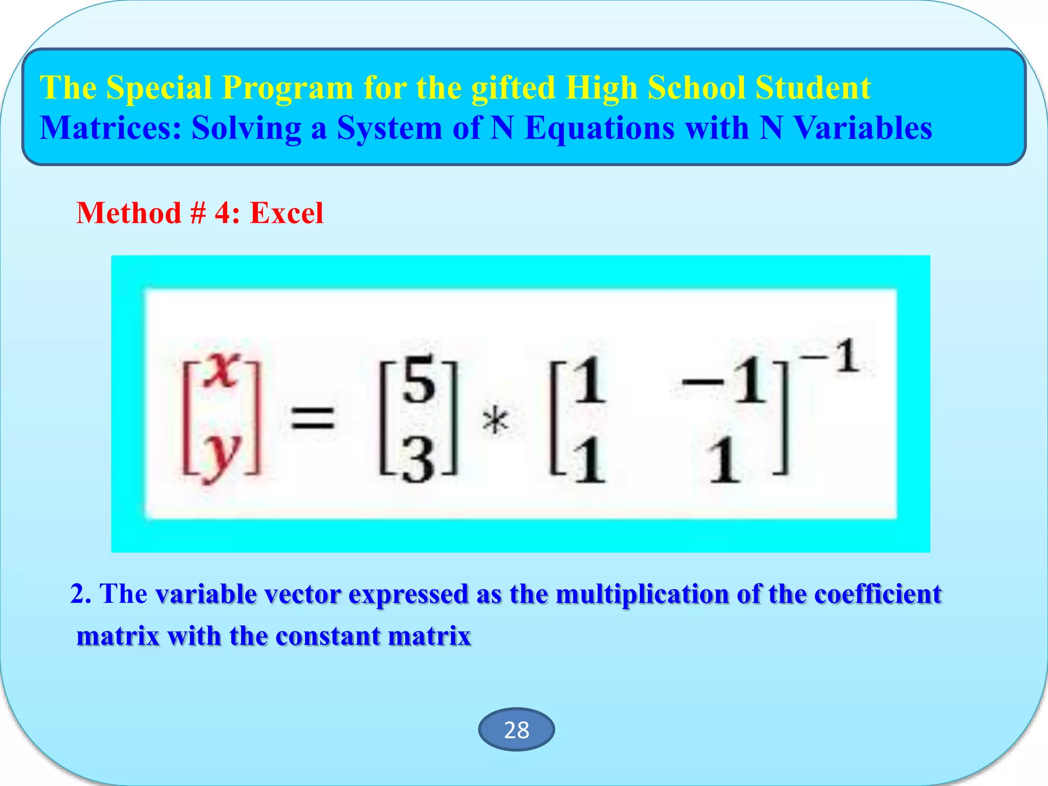 Excel to the rescue...how to use excel in high-school math | PPTX