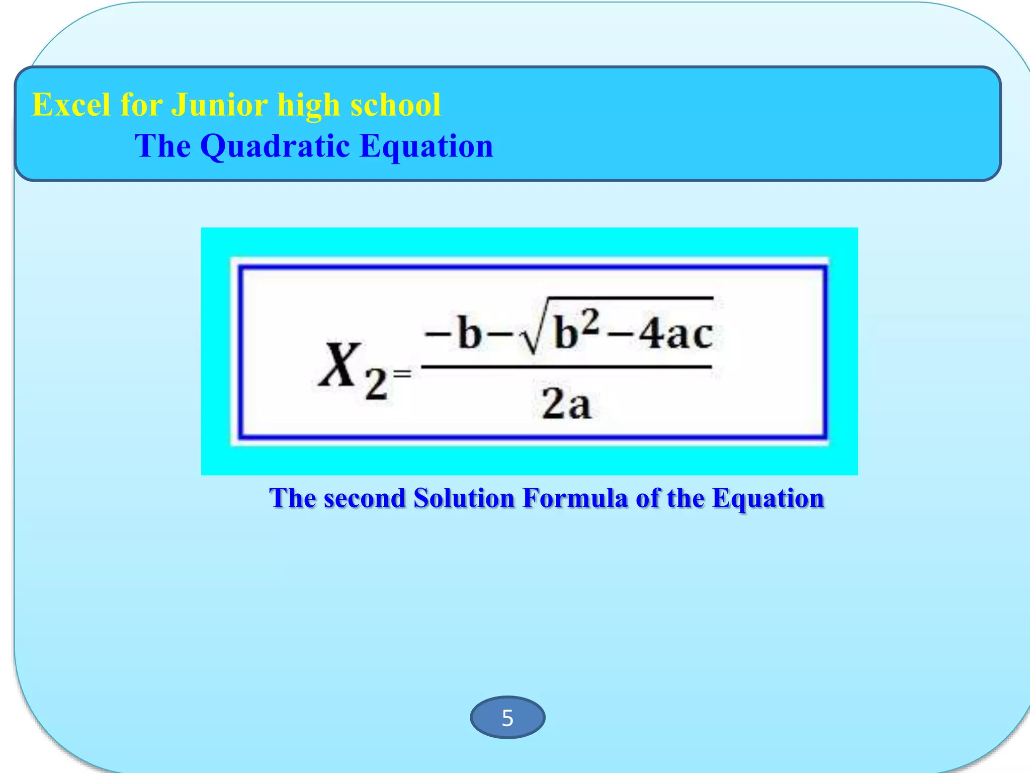 Excel to the rescue...how to use excel in high-school math | PPTX