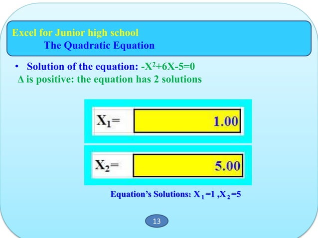 Excel to the rescue...how to use excel in high-school math | PPTX