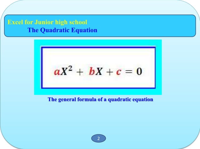 Excel to the rescue...how to use excel in high-school math | PPTX