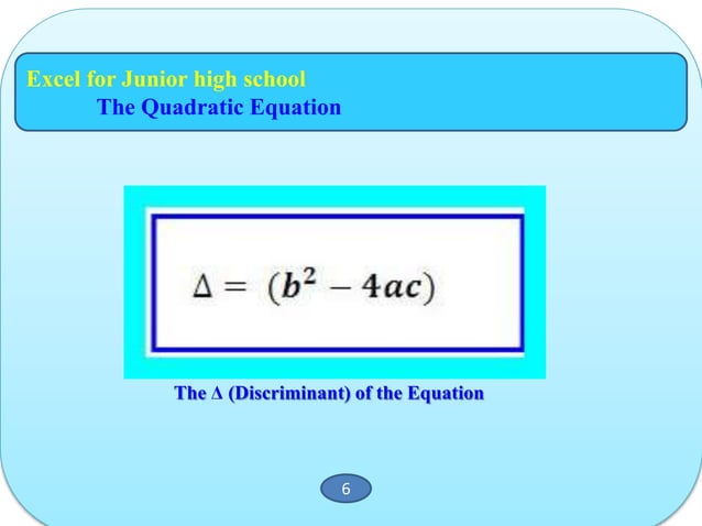 Excel to the rescue...how to use excel in high-school math | PPTX