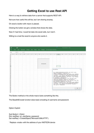 Excel to Use Rest API to communicate with a server | PDF