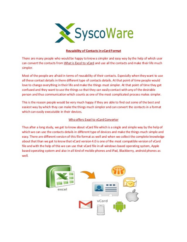 Reuse of contacts with Excel to vCard Converter