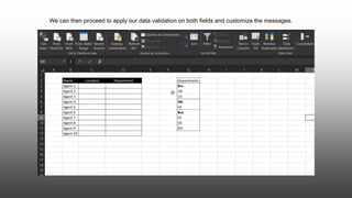 We can then proceed to apply our data validation on both fields and customize the messages.
 