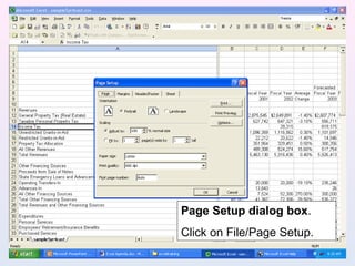 Page Setup dialog box.
Click on File/Page Setup.
 