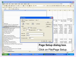 Page Setup dialog box.
Click on File/Page Setup.
 