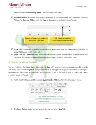 Excel training level 1 | PDF