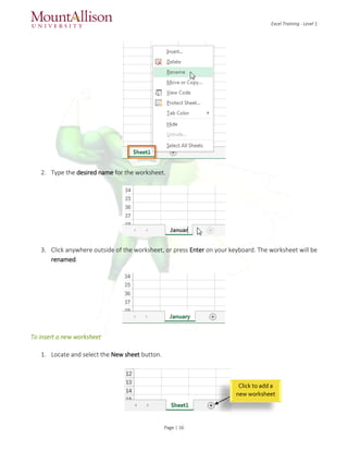 Excel training level 1 | PDF