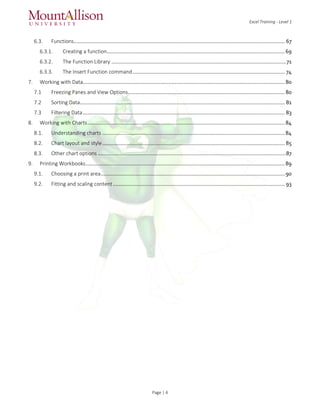 Excel training level 1 | PDF