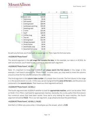 Excel training level 1 | PDF