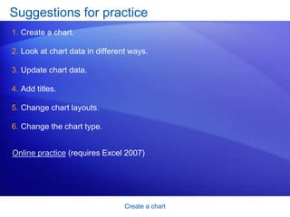 Create a chartAdd chart titlesIt’s a good idea to add descriptive titles to your chart, so that readers don’t have to guess what the chart is about. You can give a title to the chart itself, as well as to the chart axes, which measure and describe the chart data. This chart has two axes. On the left side is the vertical axis, which is the scale of numbers by which you can interpret the column heights. The months of the year at the bottom are on the horizontal axis.