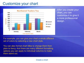 Create a chartTest 1, question 3You can’t change the chart type after you create a chart. (Pick one answer.)True.False.